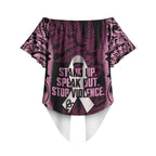 White Ribbon Day New Zealand Off Shoulder Wrap Waist Top Respect Women Maori Pattern Pink