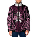 White Ribbon Day New Zealand Padded Jacket Respect Women Maori Pattern Pink