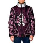 White Ribbon Day New Zealand Padded Jacket Respect Women Maori Pattern Pink
