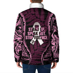 White Ribbon Day New Zealand Padded Jacket Respect Women Maori Pattern Pink