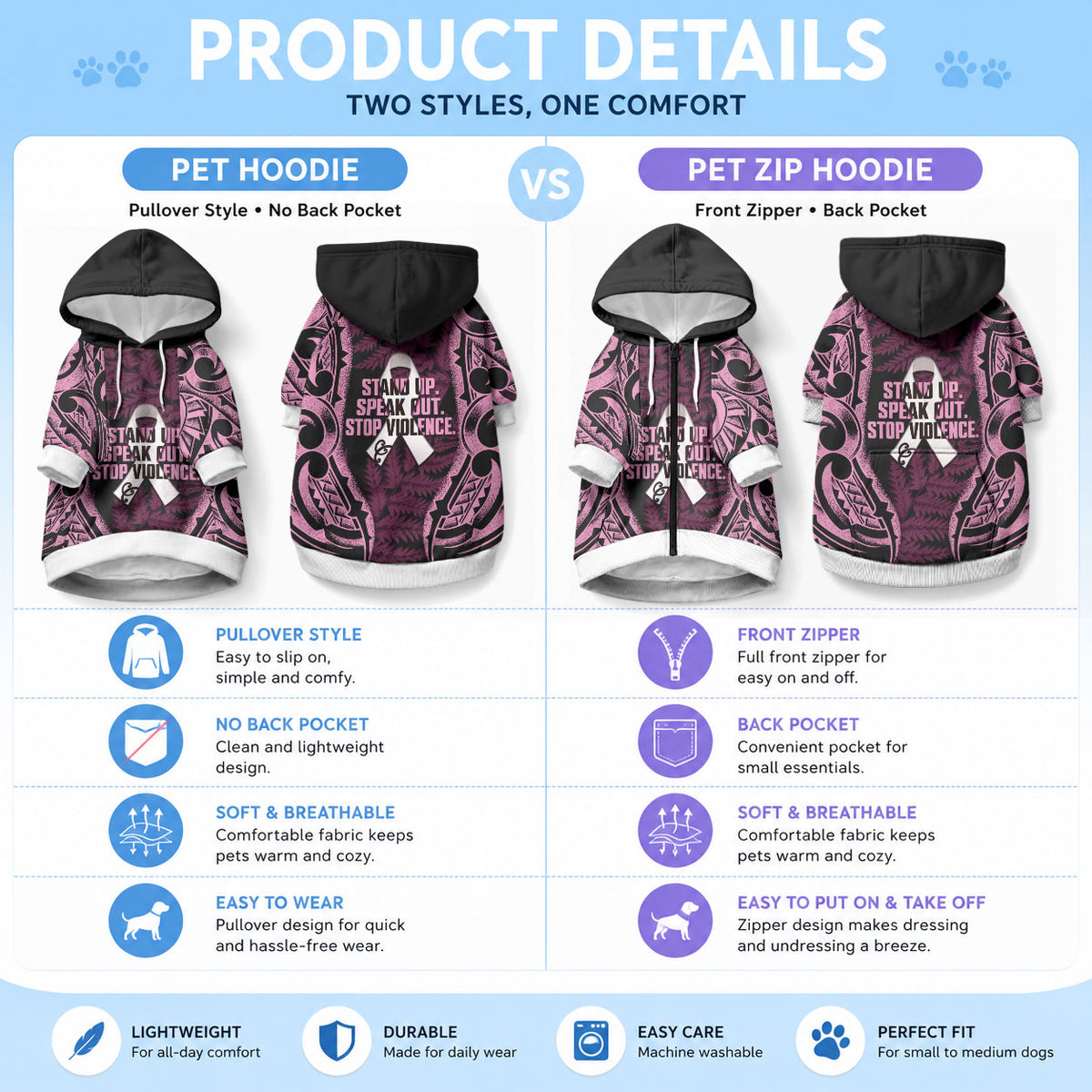 White Ribbon Day New Zealand Pet Hoodie Respect Women Maori Pattern Pink