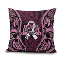 White Ribbon Day New Zealand Pillow Cover Respect Women Maori Pattern Pink