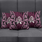 White Ribbon Day New Zealand Pillow Cover Respect Women Maori Pattern Pink