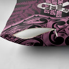 White Ribbon Day New Zealand Pillow Cover Respect Women Maori Pattern Pink