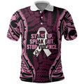 White Ribbon Day New Zealand Polo Shirt Respect Women Maori Pattern Pink