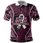 White Ribbon Day New Zealand Polo Shirt Respect Women Maori Pattern Pink