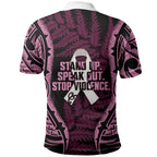 White Ribbon Day New Zealand Polo Shirt Respect Women Maori Pattern Pink