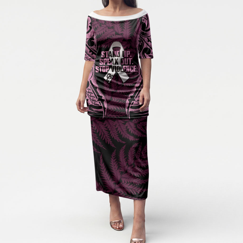 White Ribbon Day New Zealand Puletasi Respect Women Maori Pattern Pink