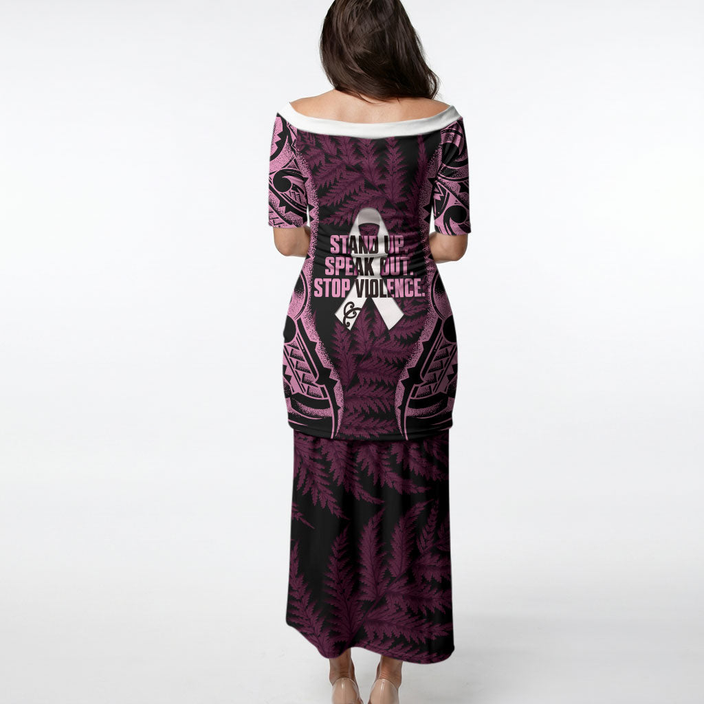 White Ribbon Day New Zealand Puletasi Respect Women Maori Pattern Pink