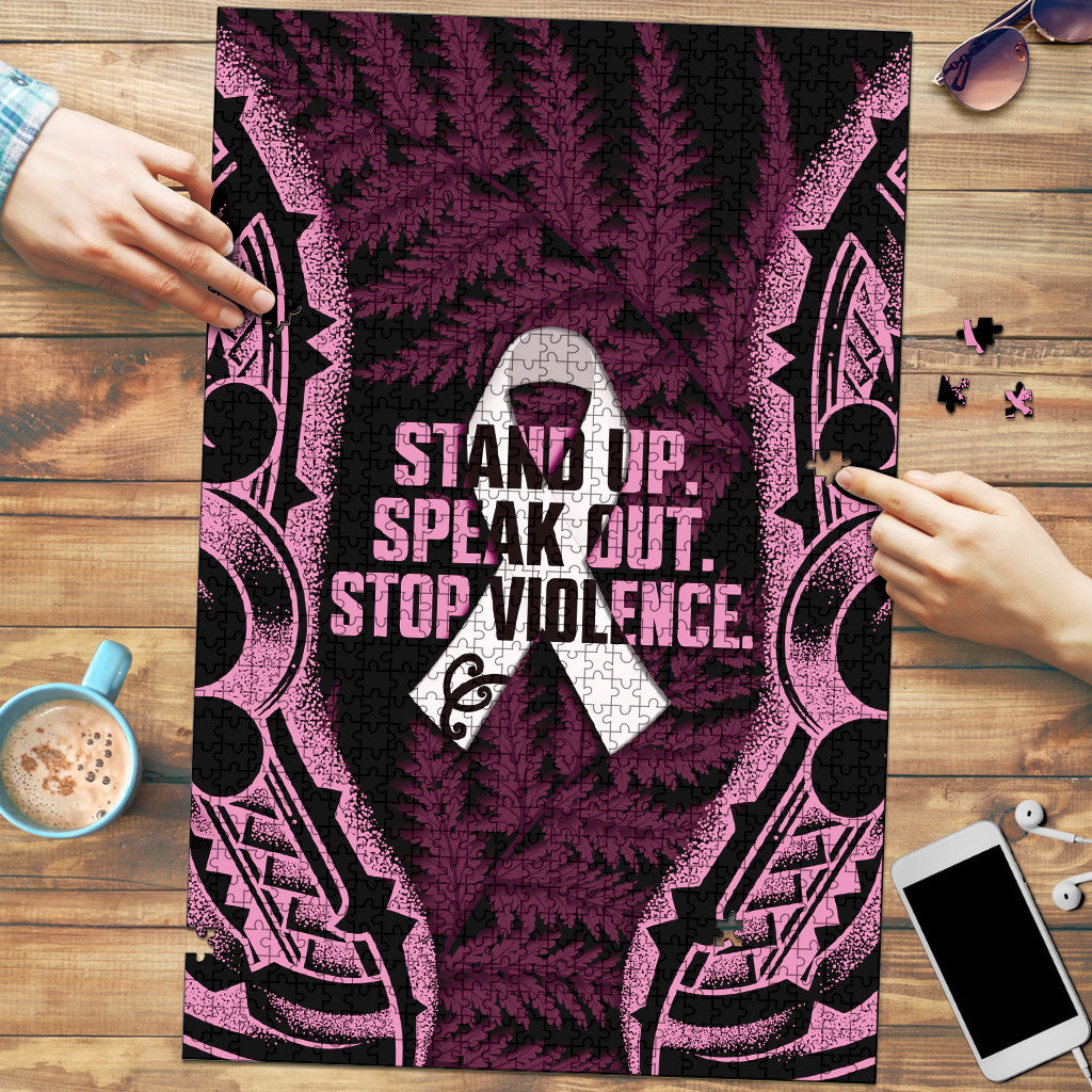 White Ribbon Day New Zealand Puzzle Respect Women Maori Pattern Pink
