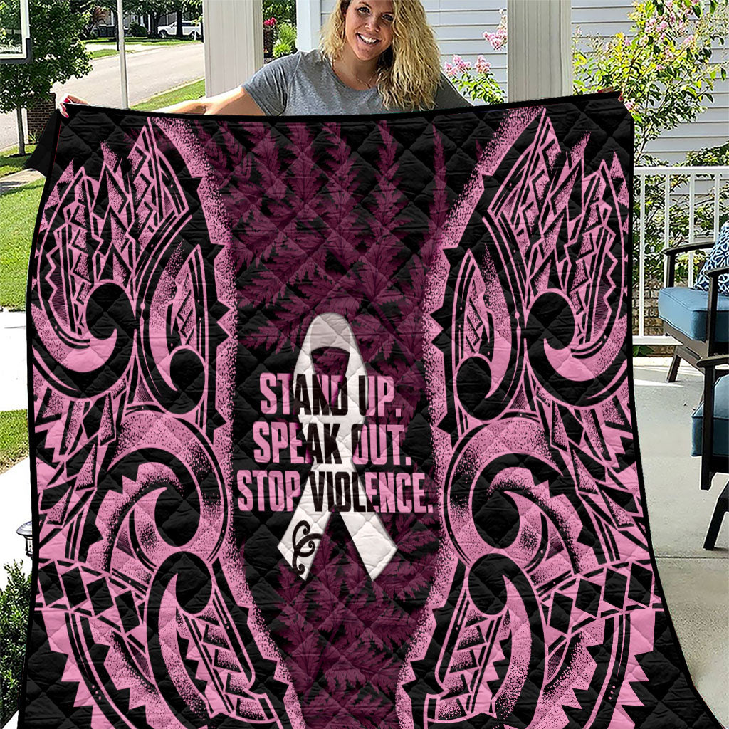 White Ribbon Day New Zealand Quilt Respect Women Maori Pattern Pink