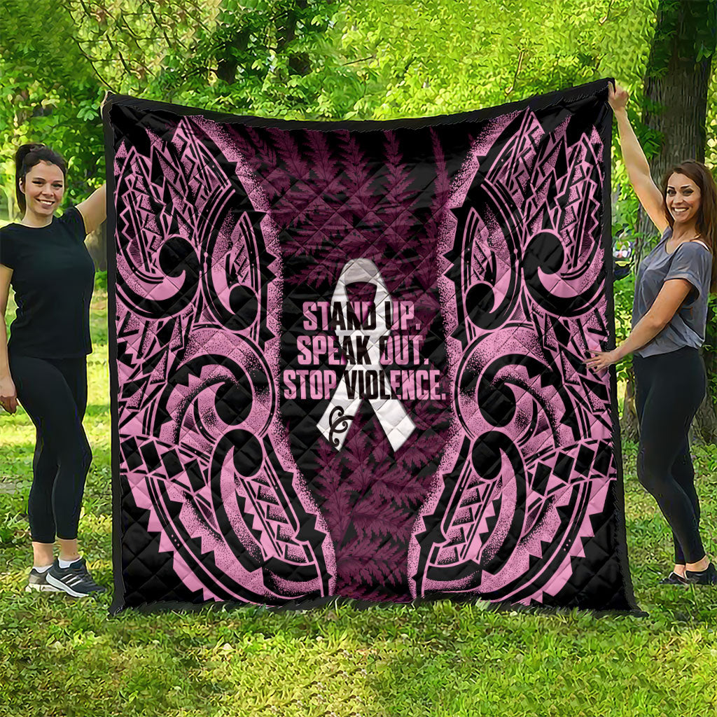White Ribbon Day New Zealand Quilt Respect Women Maori Pattern Pink