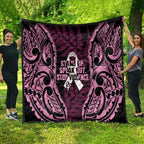 White Ribbon Day New Zealand Quilt Respect Women Maori Pattern Pink