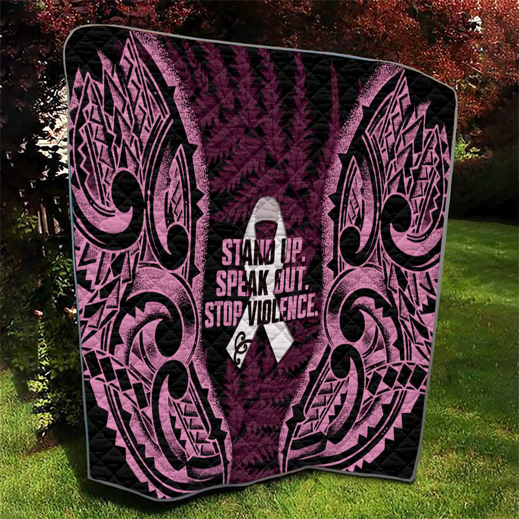 White Ribbon Day New Zealand Quilt Respect Women Maori Pattern Pink