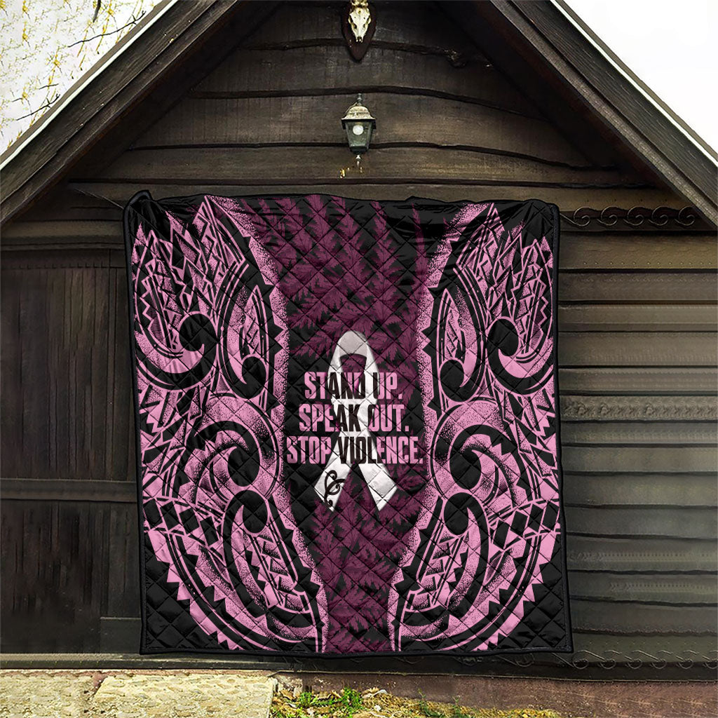 White Ribbon Day New Zealand Quilt Respect Women Maori Pattern Pink