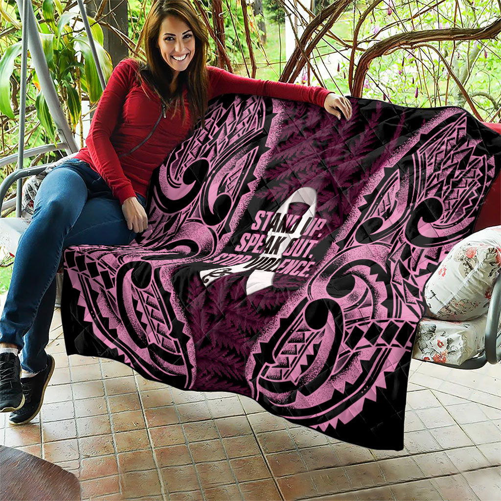 White Ribbon Day New Zealand Quilt Respect Women Maori Pattern Pink