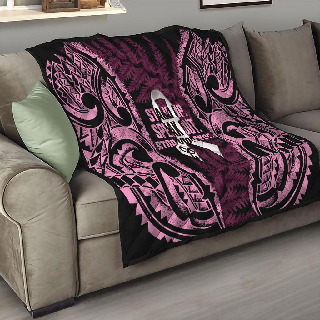 White Ribbon Day New Zealand Quilt Respect Women Maori Pattern Pink