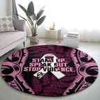 White Ribbon Day New Zealand Round Carpet Respect Women Maori Pattern Pink