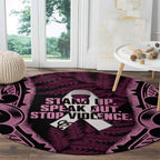 White Ribbon Day New Zealand Round Carpet Respect Women Maori Pattern Pink