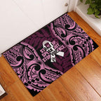 White Ribbon Day New Zealand Rubber Doormat Respect Women Maori Pattern Pink