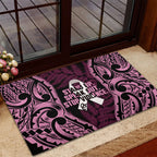 White Ribbon Day New Zealand Rubber Doormat Respect Women Maori Pattern Pink