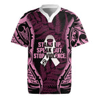White Ribbon Day New Zealand Rugby Jersey Respect Women Maori Pattern Pink