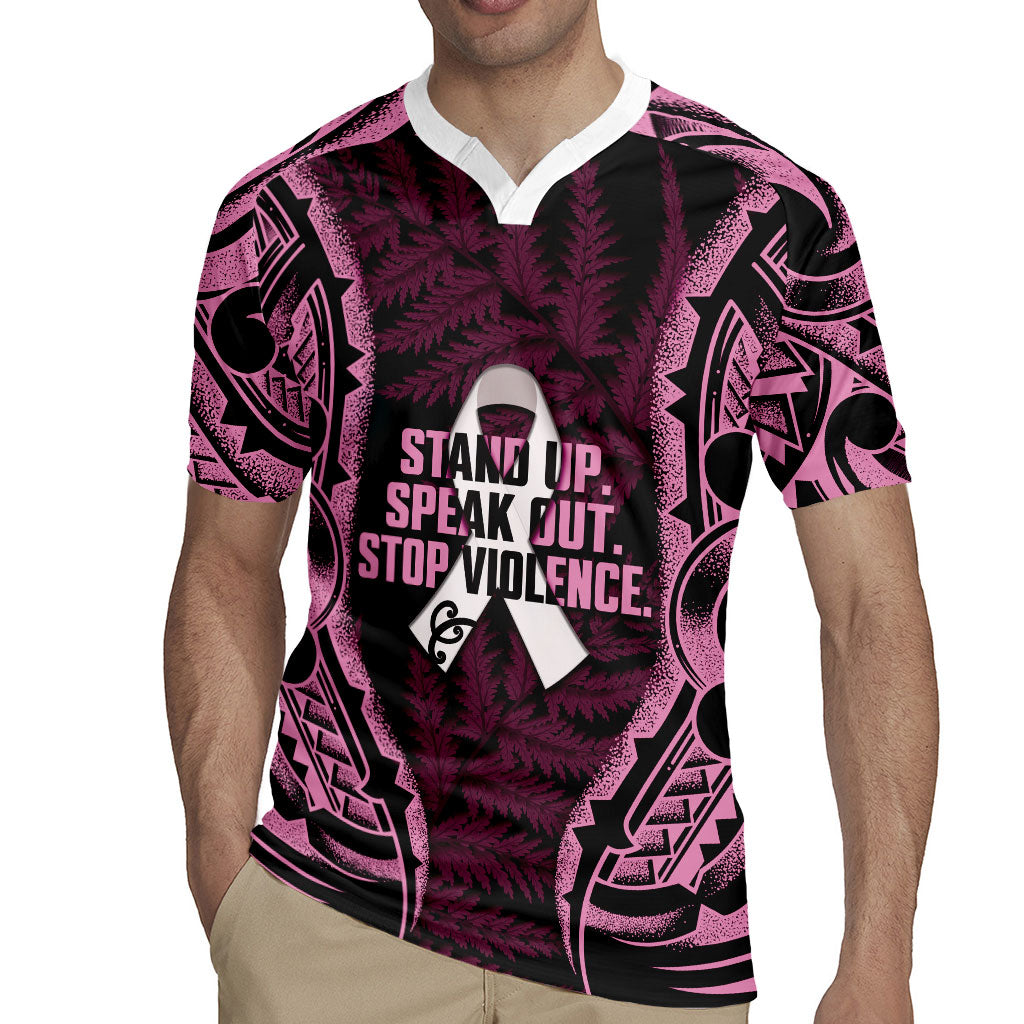 White Ribbon Day New Zealand Rugby Jersey Respect Women Maori Pattern Pink