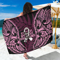 White Ribbon Day New Zealand Sarong Respect Women Maori Pattern Pink