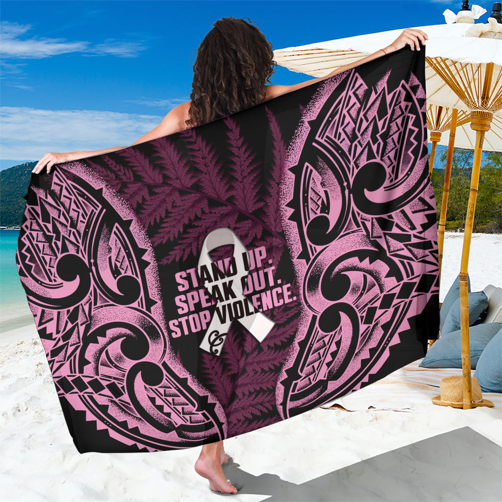 White Ribbon Day New Zealand Sarong Respect Women Maori Pattern Pink