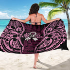 White Ribbon Day New Zealand Sarong Respect Women Maori Pattern Pink