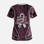 White Ribbon Day New Zealand Scrub Top Respect Women Maori Pattern Pink
