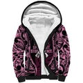 White Ribbon Day New Zealand Sherpa Hoodie Respect Women Maori Pattern Pink