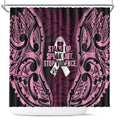 White Ribbon Day New Zealand Shower Curtain Respect Women Maori Pattern Pink