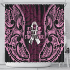 White Ribbon Day New Zealand Shower Curtain Respect Women Maori Pattern Pink