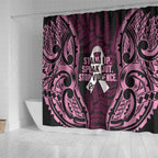 White Ribbon Day New Zealand Shower Curtain Respect Women Maori Pattern Pink