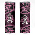 White Ribbon Day New Zealand Skinny Tumbler Respect Women Maori Pattern Pink