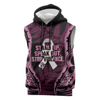 White Ribbon Day New Zealand Sleeveless Hoodie Respect Women Maori Pattern Pink