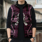 White Ribbon Day New Zealand Sleeveless Puffer Jacket Respect Women Maori Pattern Pink