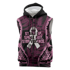 White Ribbon Day New Zealand Sleeveless Zip Hoodie Respect Women Maori Pattern Pink