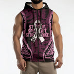 White Ribbon Day New Zealand Sleeveless Zip Hoodie Respect Women Maori Pattern Pink