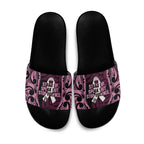 White Ribbon Day New Zealand Slide Sandals Respect Women Maori Pattern Pink