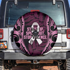 White Ribbon Day New Zealand Spare Tire Cover Respect Women Maori Pattern Pink