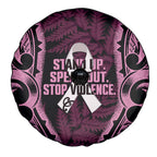 White Ribbon Day New Zealand Spare Tire Cover Respect Women Maori Pattern Pink