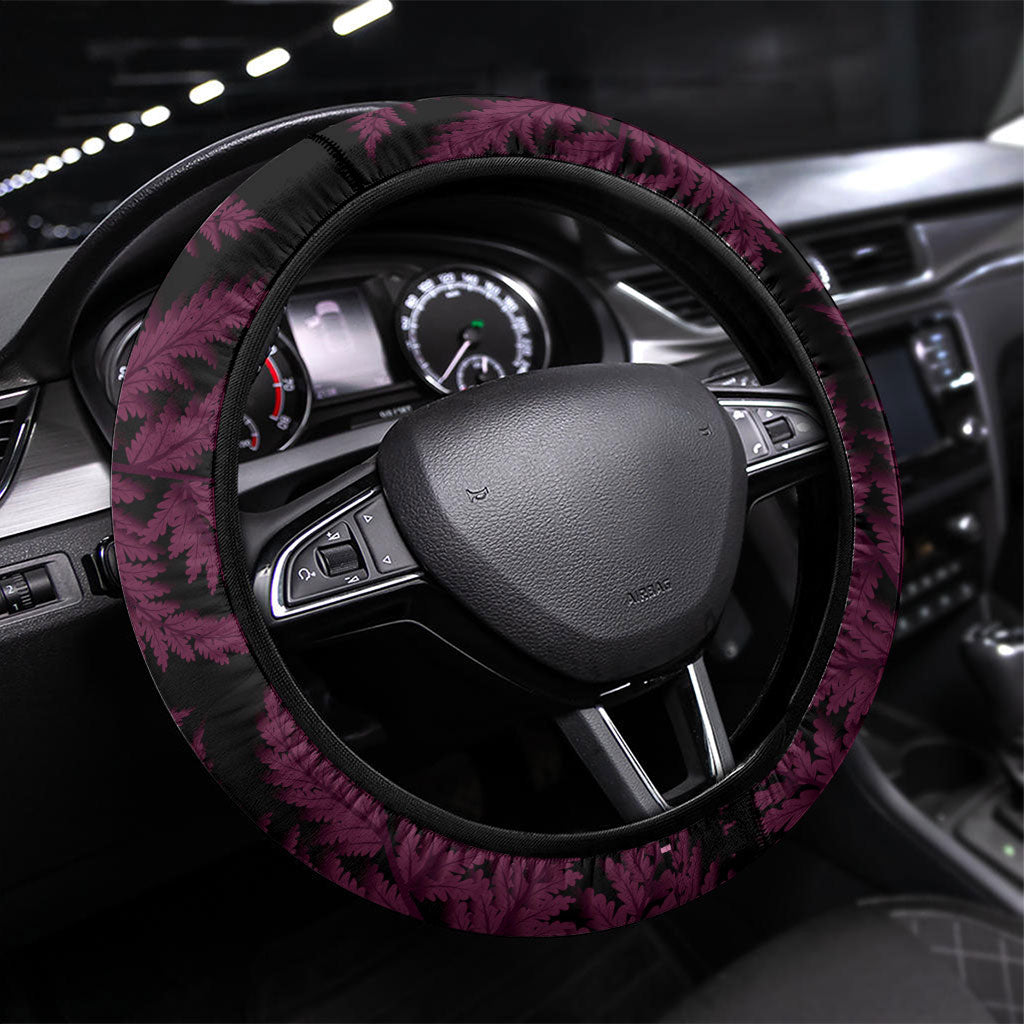 White Ribbon Day New Zealand Steering Wheel Cover Respect Women Maori Pattern Pink