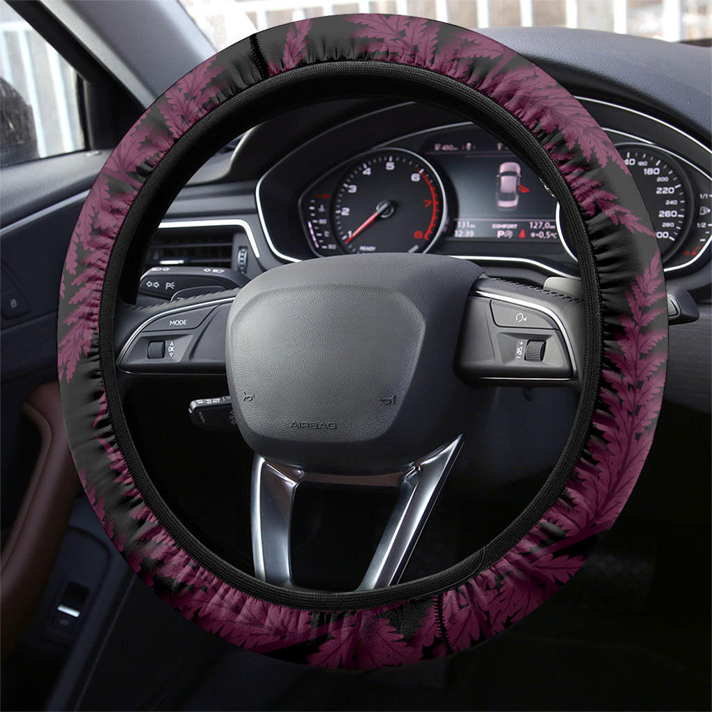White Ribbon Day New Zealand Steering Wheel Cover Respect Women Maori Pattern Pink