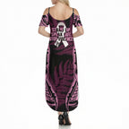 White Ribbon Day New Zealand Summer Maxi Dress Respect Women Maori Pattern Pink