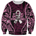 White Ribbon Day New Zealand Sweatshirt Respect Women Maori Pattern Pink