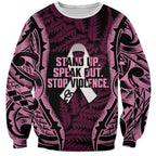 White Ribbon Day New Zealand Sweatshirt Respect Women Maori Pattern Pink