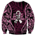 White Ribbon Day New Zealand Sweatshirt Respect Women Maori Pattern Pink