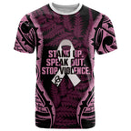 White Ribbon Day New Zealand T Shirt Respect Women Maori Pattern Pink